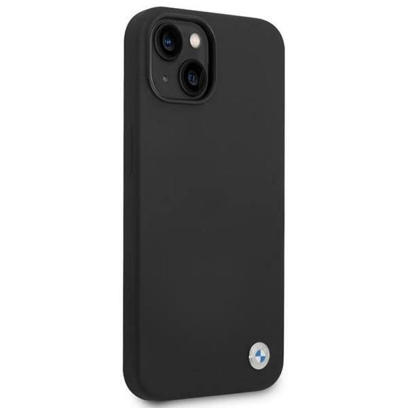BMW BMHCP14SSILBK capa para Apple iPhone 14, Silicone Metal Logo, preta