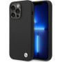 BMW BMHCP14XSILBK Capa rígida Silicone Metal Logo para Apple iPhone 14 Pro Max 6.7", preta