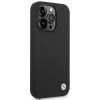 BMW BMHCP14XSILBK Capa rígida Silicone Metal Logo para Apple iPhone 14 Pro Max 6.7", preta