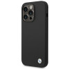 BMW BMHCP14LSILBK Capa Apple iPhone 14 Pro, Silicone Metal Logo, preta