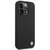 BMW BMHCP14LSILBK Capa Apple iPhone 14 Pro, Silicone Metal Logo, preta
