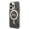 Conjunto Guess GUBPP13LH4EACSK capa + carregador sem fios para Apple iPhone 13 Pro, capa rígida preta 4G Print MagSafe