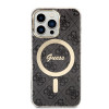 Conjunto Guess GUBPP13LH4EACSK capa + carregador sem fios para Apple iPhone 13 Pro, capa rígida preta 4G Print MagSafe