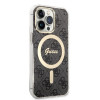 Conjunto Guess GUBPP13LH4EACSK capa + carregador sem fios para Apple iPhone 13 Pro, capa rígida preta 4G Print MagSafe