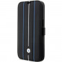 Capa tipo livro BMW BMBKP14L22RVSK Leather Stamp Blue Lines para Apple iPhone 14 Pro 6.1", preta