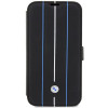 Capa tipo livro BMW BMBKP14L22RVSK Leather Stamp Blue Lines para Apple iPhone 14 Pro 6.1", preta