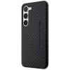Capa rígida Mercedes-AMG AMHCS23SBLSCA Carbon Stripe & Embossed para Samsung Galaxy S23 (S911), preta