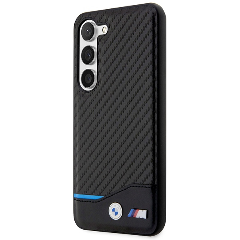 Capa rígida BMW BMHCS23M22NBCK Leather Carbon para Samsung Galaxy S23+ (S916), preta