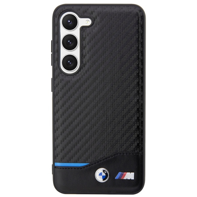 Capa rígida BMW BMHCS23M22NBCK Leather Carbon para Samsung Galaxy S23+ (S916), preta