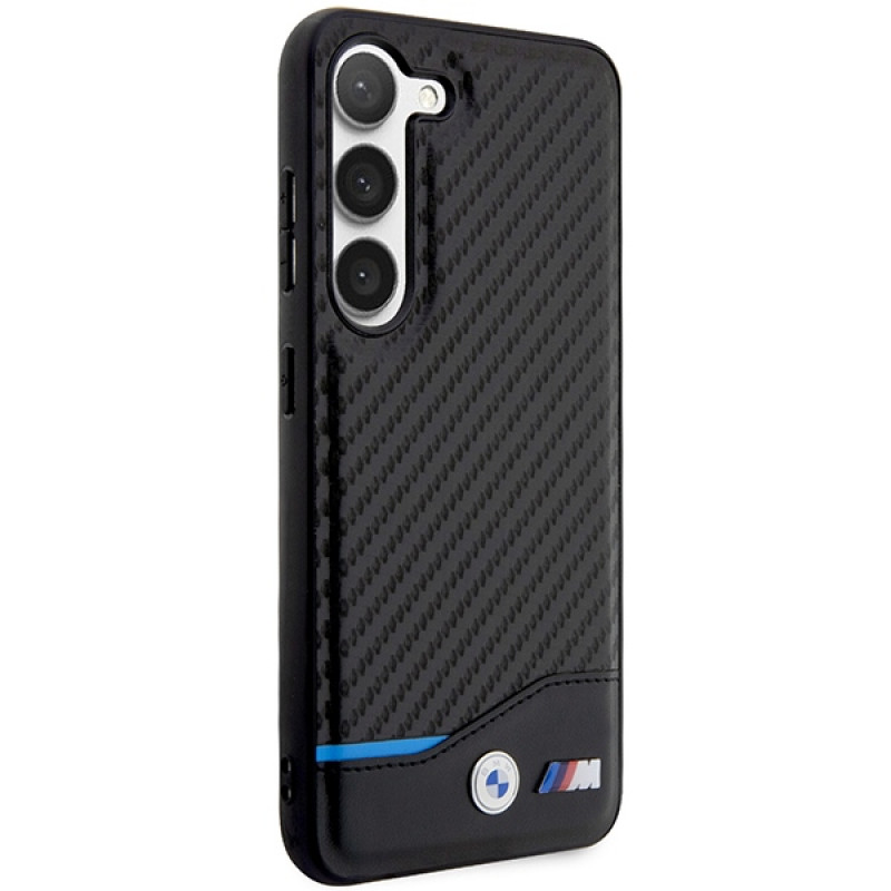 Capa rígida BMW BMHCS23M22NBCK Leather Carbon para Samsung Galaxy S23+ (S916), preta