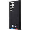 Capa rígida BMW BMHCS23L22PTDK Leather Stamp Tricolor para Samsung Galaxy S23 Ultra (S918), preta