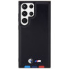 Capa rígida BMW BMHCS23L22PTDK Leather Stamp Tricolor para Samsung Galaxy S23 Ultra (S918), preta
