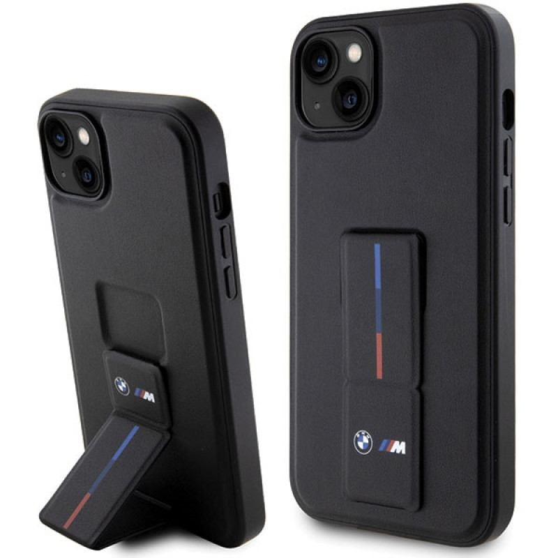 Capa BMW Grip Stand Hot Stamp para Apple iPhone 14 / 15 / 13, preta