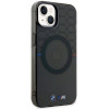 Capa rígida BMW BMHMP14MHGPK Pattern MagSafe para Apple iPhone 14 Plus / 15 Plus, cinza