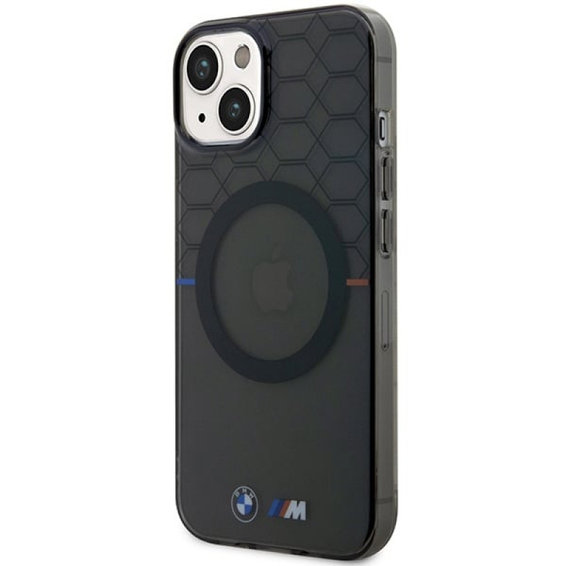 Capa rígida BMW BMHMP14SHGPK Pattern MagSafe para Apple iPhone 14, cinza