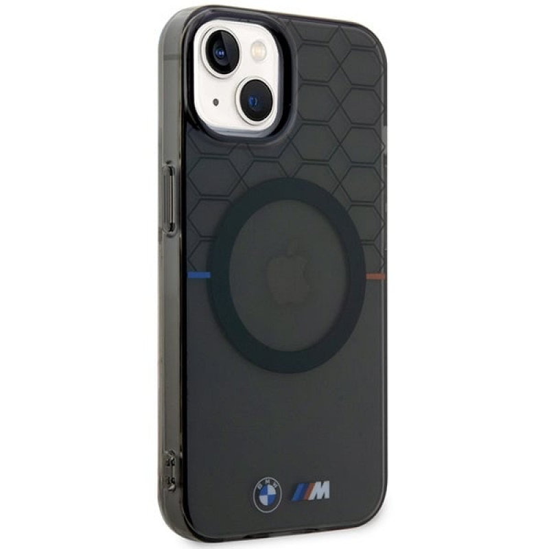 Capa rígida BMW BMHMP14SHGPK Pattern MagSafe para Apple iPhone 14, cinza