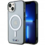 Capa rígida BMW BMHMP14MHCRS Silver Ring MagSafe para Apple iPhone 14 Plus / 15 Plus, transparente