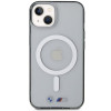 Capa rígida BMW BMHMP14MHCRS Silver Ring MagSafe para Apple iPhone 14 Plus / 15 Plus, transparente