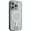 Capa rígida BMW BMHMP14LHCRS Silver Ring MagSafe para Apple iPhone 14 Pro, transparente