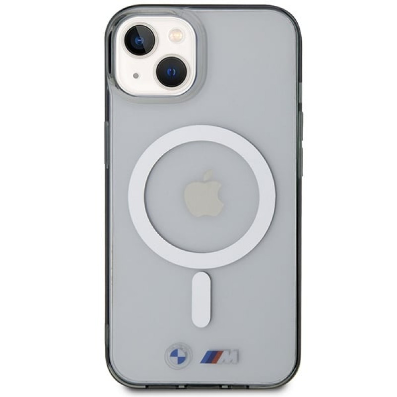 Capa rígida BMW BMHMP14SHCRS Silver Ring MagSafe para Apple iPhone 14, transparente