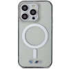 Capa rígida BMW BMHMP14XHCRS Silver Ring MagSafe para Apple iPhone 14 Pro Max, transparente