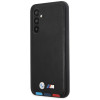 Capa rígida BMW BMHCSA5422PTDK Leather Stamp Tricolor para Samsung Galaxy A54 (A546), preta