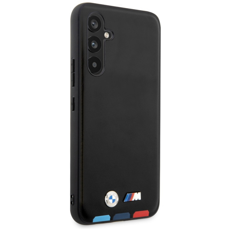 Capa rígida BMW BMHCSA5422PTDK Leather Stamp Tricolor para Samsung Galaxy A54 (A546), preta