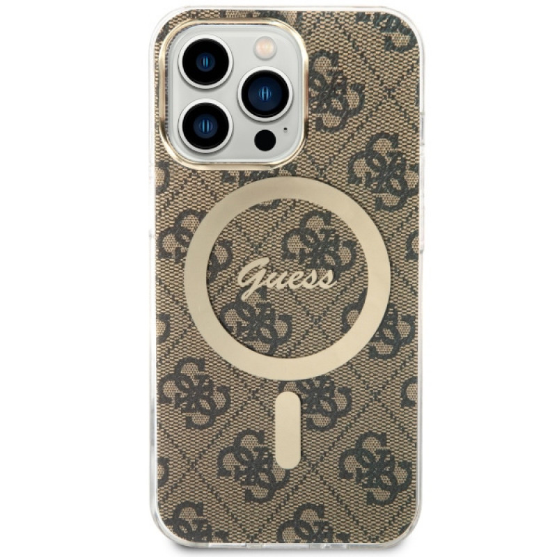 Capa rígida Guess GUHMP13LH4STW 4G MagSafe para Apple iPhone 13 Pro, castanha
