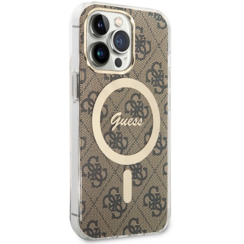 Capa rígida Guess GUHMP13LH4STW 4G MagSafe para Apple iPhone 13 Pro, castanha
