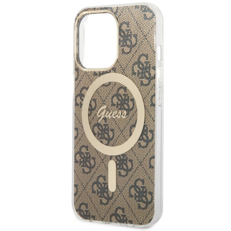 Capa rígida Guess GUHMP13LH4STW 4G MagSafe para Apple iPhone 13 Pro, castanha