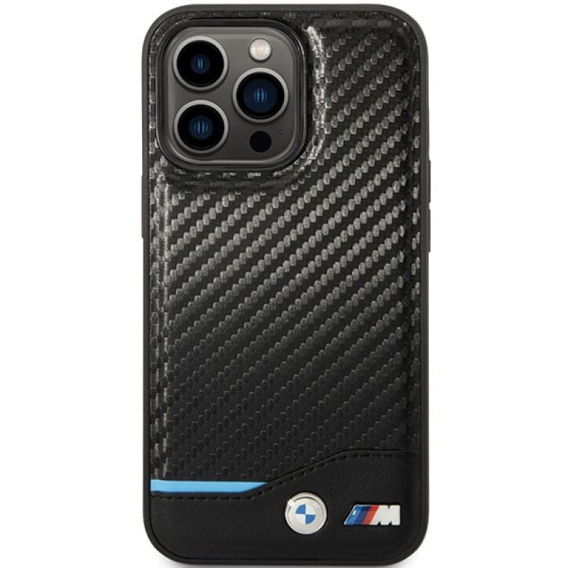 Capa rígida BMW BMHCP13X22NBCK Leather Carbon para Apple iPhone 13 Pro Max, preta