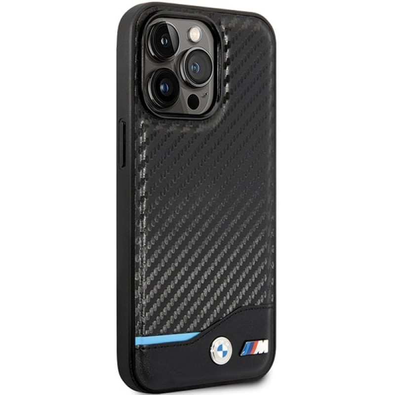 Capa rígida BMW BMHCP13X22NBCK Leather Carbon para Apple iPhone 13 Pro Max, preta