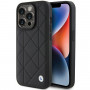 Capa de couro acolchoada BMW BMHCP15X22RQDK para Apple iPhone 15 Pro Max, preta