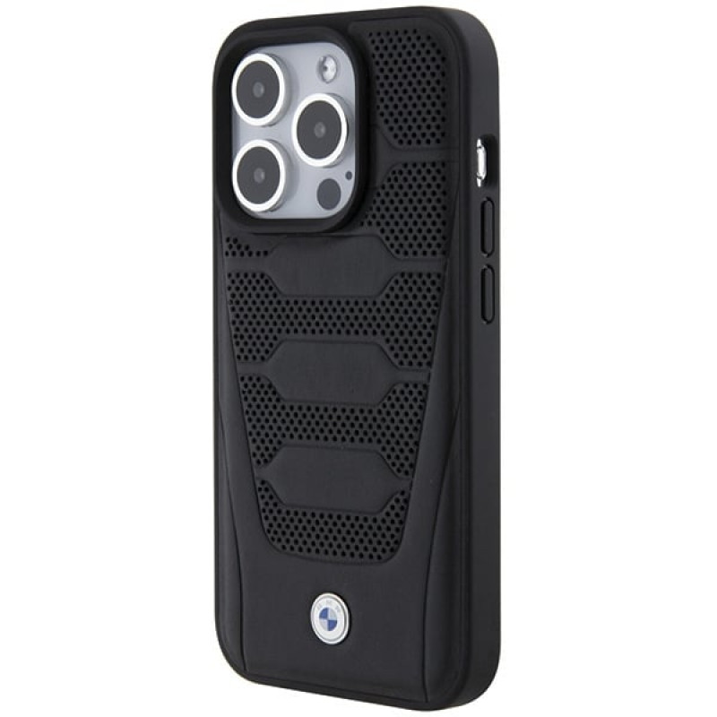 Capa rígida BMW BMHCP15X22RPSK com padrão Leather Seats para Apple iPhone 15 Pro Max, preta