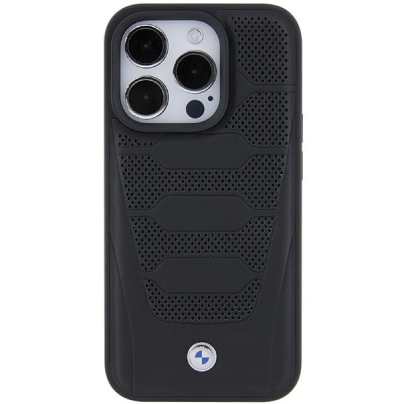 Capa rígida BMW BMHCP15X22RPSK com padrão Leather Seats para Apple iPhone 15 Pro Max, preta