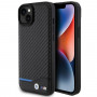 Capa rígida BMW BMHCP15M22NBCK Leather Carbon para Apple iPhone 15 Plus / 14 Plus, preta