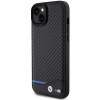 Capa rígida BMW BMHCP15M22NBCK Leather Carbon para Apple iPhone 15 Plus / 14 Plus, preta