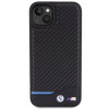 Capa rígida BMW BMHCP15M22NBCK Leather Carbon para Apple iPhone 15 Plus / 14 Plus, preta