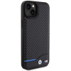 Capa rígida BMW BMHCP15M22NBCK Leather Carbon para Apple iPhone 15 Plus / 14 Plus, preta