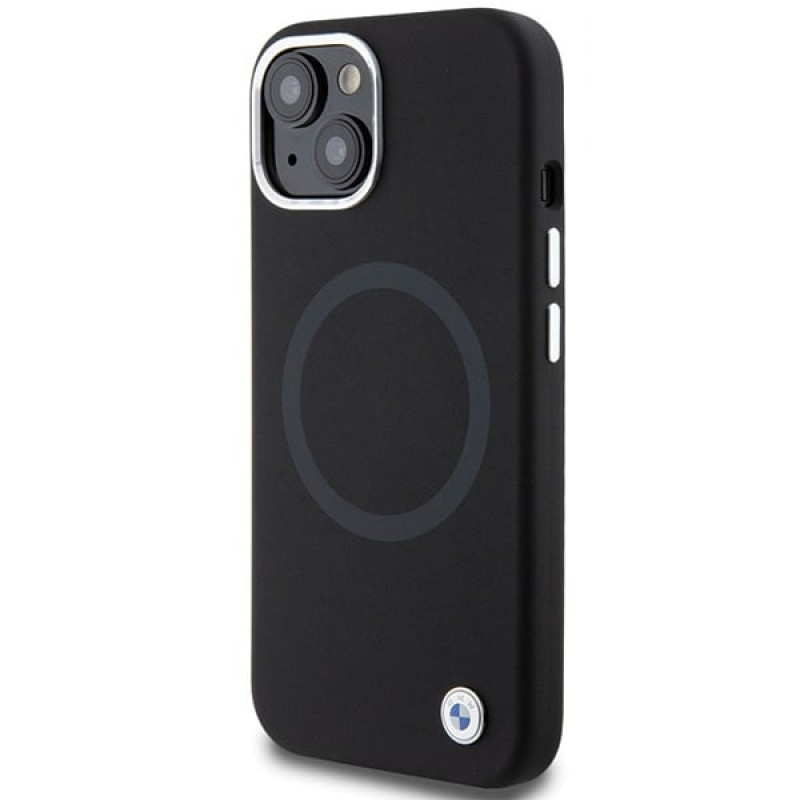 Capa BMW BMHMP15SSILBK2 Signature Liquid Silicone MagSafe para Apple iPhone 15, preta