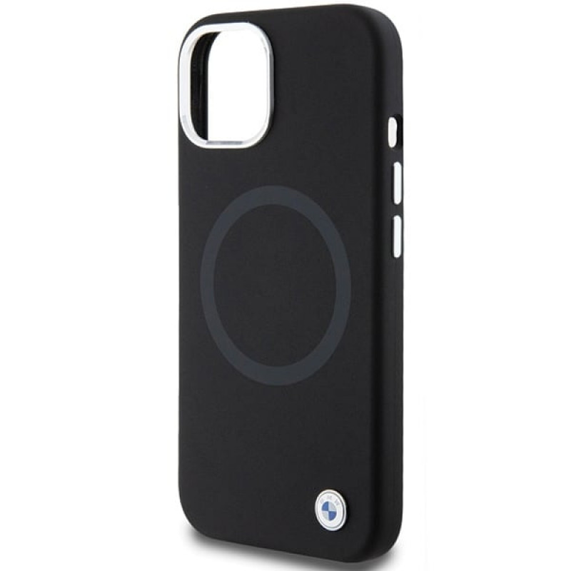 Capa BMW BMHMP15MSILBK2 Signature Liquid Silicone MagSafe para Apple iPhone 15 Plus / 14 Plus, preta