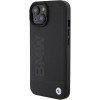 Capa Leather Hot Stamp MagSafe BMW BMHMP15MSLLBK para Apple iPhone 15 Plus / 14 Plus, preta