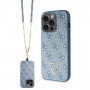 Guess GUHCP15LP4TDSCPB Capa rígida Crossbody 4G Metal Logo para Apple iPhone 15 Pro, azul