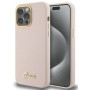 Capa rígida Guess GUHCP15XSMBSLP Silicone Script Metal Logo & Frame para Apple iPhone 15 Pro Max, rosa