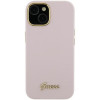 Capa rígida Guess GUHCP15XSMBSLP Silicone Script Metal Logo & Frame para Apple iPhone 15 Pro Max, rosa
