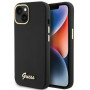 Capa rígida Guess GUHCP15SSMBSLK Silicone Script Metal Logo & Frame para Apple iPhone 15 / 14 / 13, preta