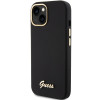 Capa rígida Guess GUHCP15SSMBSLK Silicone Script Metal Logo & Frame para Apple iPhone 15 / 14 / 13, preta