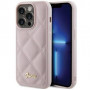 Guess GUHCP15LPSQSQSP Capa rígida Quilted Metal Logo para Apple iPhone 15 Pro, rosa