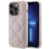 Guess GUHCP15LPSQSQSP Capa rígida Quilted Metal Logo para Apple iPhone 15 Pro, rosa
