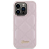 Guess GUHCP15LPSQSQSP Capa rígida Quilted Metal Logo para Apple iPhone 15 Pro, rosa